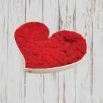 Moosbild in Herzform mit drei Rosen